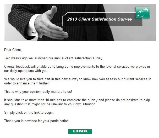 BNP mail - satisfaction client