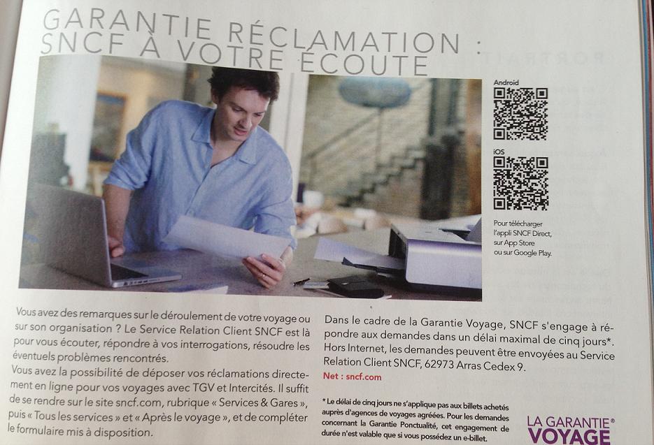 Satisfaction client - extrait du magazine de la SNCF
