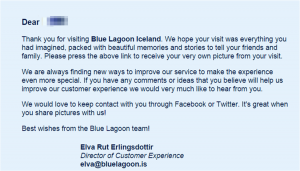 Message Blue Lagoon_ Expérience Client